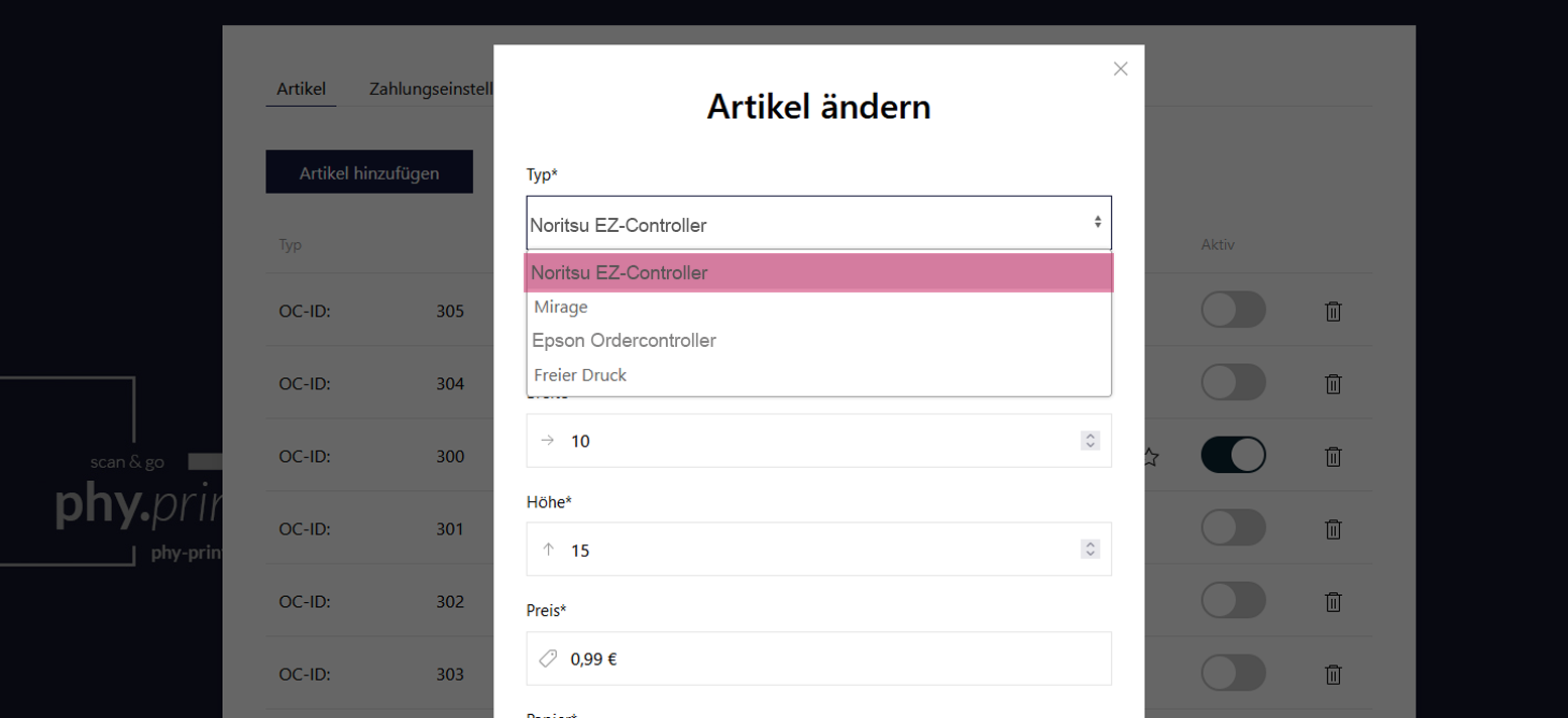 Noritsu EZ-Controller Ansicht 2