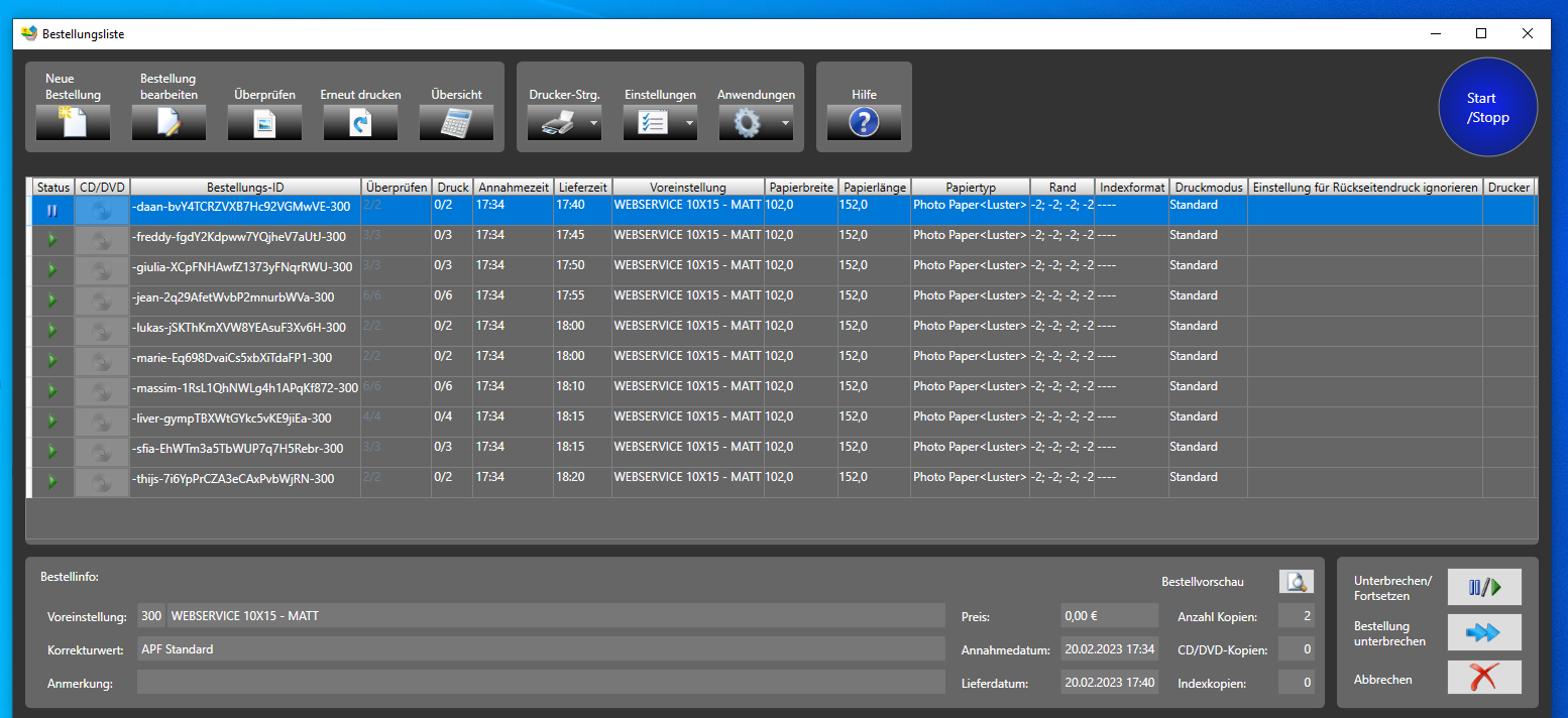 Ordercontroller Ansicht 1