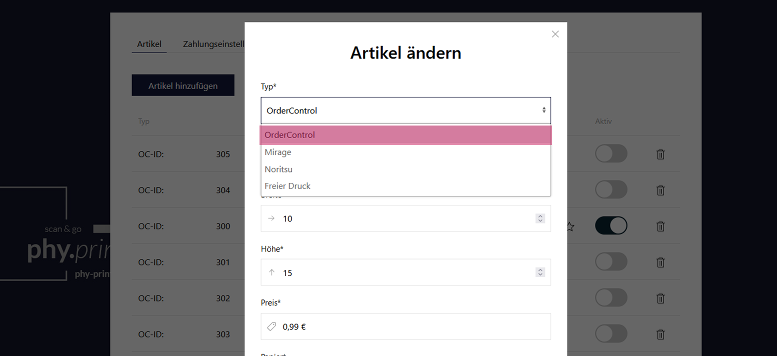 Ordercontroller Ansicht 2